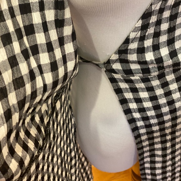 Topshop Black White Gingham Check Wrap Ruffle Dress Mini 8 M Summer - Picture 8 of 8